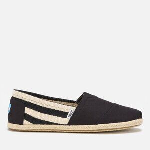 New Mens Grey Black Stripe Toms Canvas Shoe Loafers Boat Walking Leather Paseos